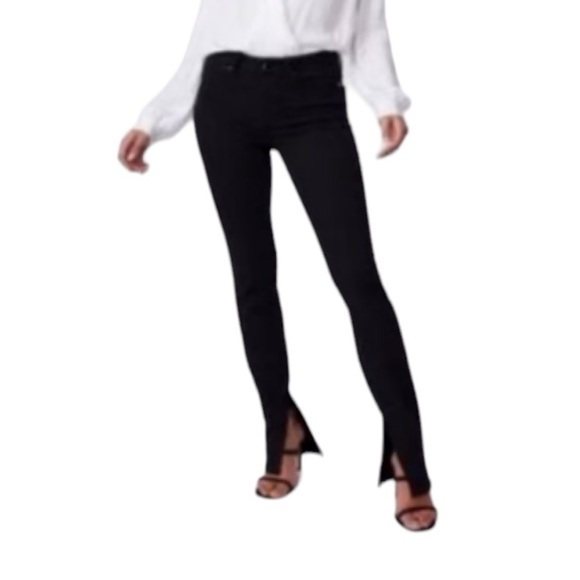 PAIGE Constance Skinny Slit Hem Black Jeans